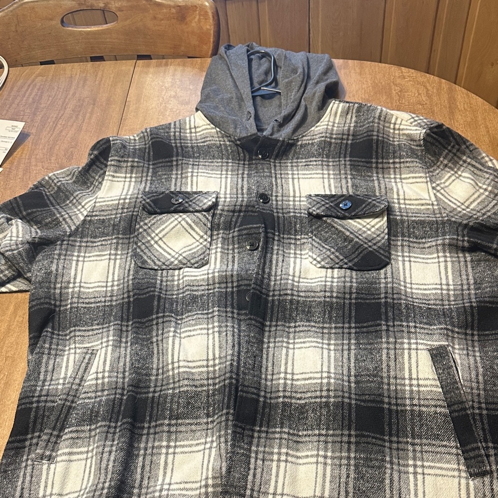 Plaid Hooded Shirt Jacket for Men